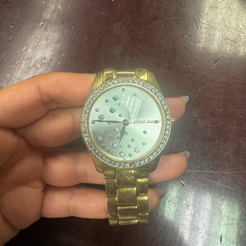 Betsey Johnson Gold Watch with Crystal Accents